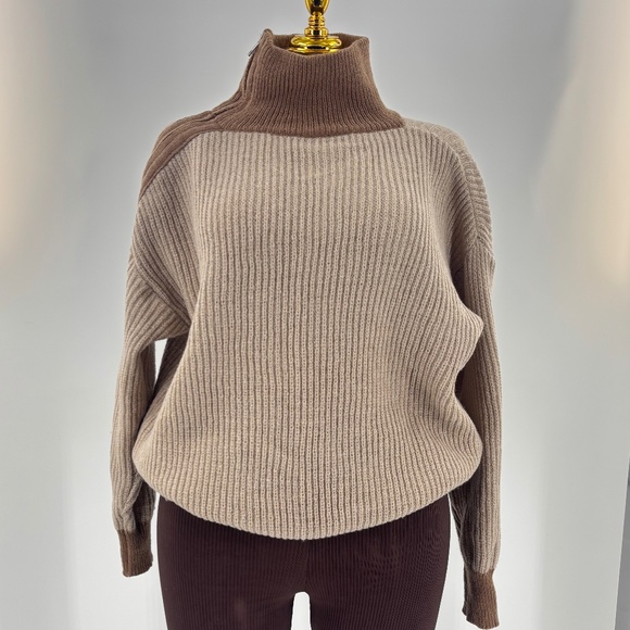 SHEIN Lune Colorblock Oversized Sweater S Chunky Knit, Asymmetrical neck - Picture 2 of 4